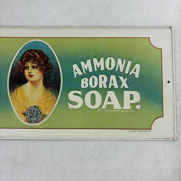 Vintage Clover Leaf Ammonia Borax Soap Metal Advertising Sign 1974 Heilner USA - Picture 3 of 7